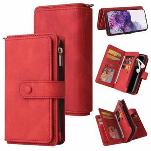 For Samsung Galaxy S20+ Skin Feel PU + TPU Horizontal Flip Leather Case with Holder & 15 Cards Slot & Wallet & Zipper Pocket & Lanyard(Red)