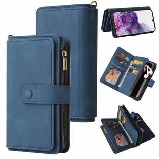 For Samsung Galaxy S20+ Skin Feel PU + TPU Horizontal Flip Leather Case with Holder & 15 Cards Slot & Wallet & Zipper Pocket & Lanyard(Blue)