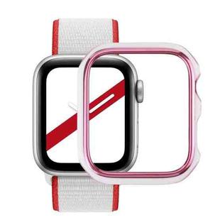 Dual-color Electroplating PC Protective Watch Case For Apple Watch Series 7 & 6 & SE & 5 & 4 44mm(Pink Edge + White Base)