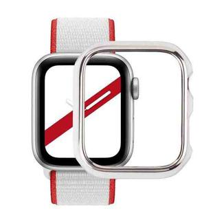 Dual-color Electroplating PC Protective Watch Case For Apple Watch Series 7 & 6 & SE & 5 & 4 44mm(Silver Edge + White Background)