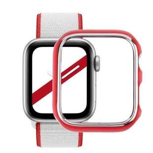 Dual-color Electroplating PC Protective Watch Case For Apple Watch Series 7 & 6 & SE & 5 & 4 44mm(Silver Edge + Red Bottom)