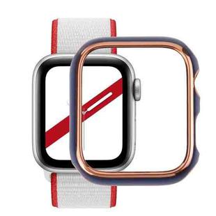 Dual-color Electroplating PC Protective Watch Case For Apple Watch Series 7 & 6 & SE & 5 & 4 44mm(Rose Gold Edge + Blue Background)