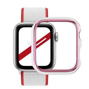 Dual-color Electroplating PC Protective Watch Case For Apple Watch Series 3 & 2 & 1 42mm(Pink Edge + White Base)