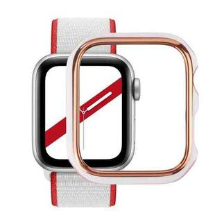 Dual-color Electroplating PC Protective Watch Case For Apple Watch Series 3 & 2 & 1 42mm(Rose Gold Edge + White Background)