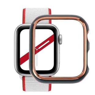 Dual-color Electroplating PC Protective Watch Case For Apple Watch Series 3 & 2 & 1 42mm(Rose Gold Edge + Green Background)