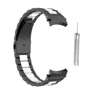 For Samsung Galaxy Watch4 / Watch4 Classic Three Strains Steel Watch Band(Black Silver)