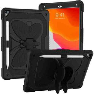 Pure Color PC + Silicone Anti-drop Protective Case with Butterfly Shape Holder & Pen Slot For iPad 10.2 2021 & 2020 & 2019 / Air 3 10.5 inch(Black)