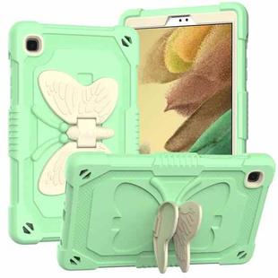 Beige PC + Silicone Anti-drop Protective Case with Butterfly Shape Holder & Pen Slot For Samsung Galaxy Tab A7 Lite 8.7 SM-T220 / SM-T225(Beige + Fresh Green)