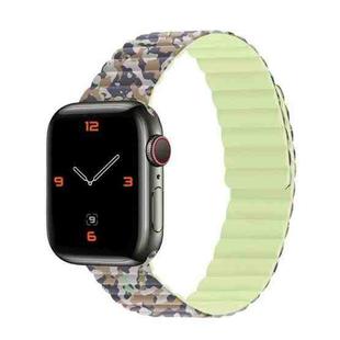 Magnetic Camouflage Silicone Strap Watch Band For Apple Watch Series 7 & 6 & SE & 5 & 4 44mm/3 & 2 & 1 42mm (Desert)