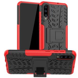 For Galaxy A70s Tire Texture TPU+PC Shockproof Case, with Holder(Red)