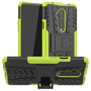 For OnePlus 7T Pro Tire Texture TPU+PC Shockproof Case, with Holder(Green)