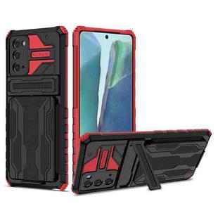 For Samsung Galaxy Note 20 Armor Card PC + TPU Shockproof Case with Card Slot & Invisible Holder(Red)
