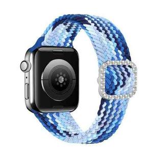 Adjustable Nylon Braided Elasticity Diamond Buckle Watch Band For Apple Watch Series 7 & 6 & SE & 5 & 4 40mm/3 & 2 & 1 38mm(Blueberry)