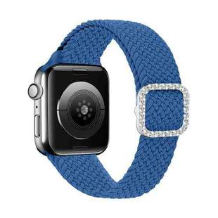 Adjustable Nylon Braided Elasticity Diamond Buckle Watch Band For Apple Watch Series 7 & 6 & SE & 5 & 4 40mm/3 & 2 & 1 38mm(Blue)