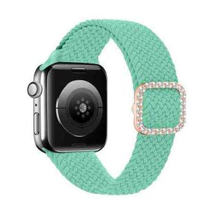 Adjustable Nylon Braided Elasticity Diamond Buckle Watch Band For Apple Watch Series 7 & 6 & SE & 5 & 4 40mm/3 & 2 & 1 38mm(Grass Green)