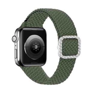 Adjustable Nylon Braided Elasticity Diamond Buckle Watch Band For Apple Watch Series 7 & 6 & SE & 5 & 4 40mm/3 & 2 & 1 38mm(Green)