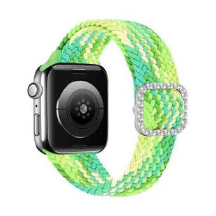 Adjustable Nylon Braided Elasticity Diamond Buckle Watch Band For Apple Watch Series 7 & 6 & SE & 5 & 4 44mm/3 & 2 & 1 42mm(Lime Green)