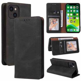 For iPhone 13 Simple Suction Closure Horizontal Flip Leather Case with Holder & Card Slot & Wallet(Black)