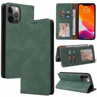 For iPhone 12 Pro Max Simple Suction Closure Horizontal Flip Leather Case with Holder & Card Slot & Wallet(Green)