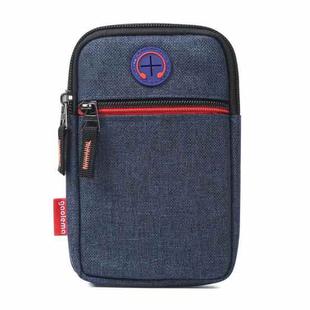 For 5.5-6.5 inch Mobile Phones Universal Canvas Waist Bag with Shoulder Strap & Earphone Jack(Navy Blue)
