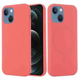 For iPhone 13 mini Shockproof Silicone Magnetic Magsafe Case (Pink Orange)