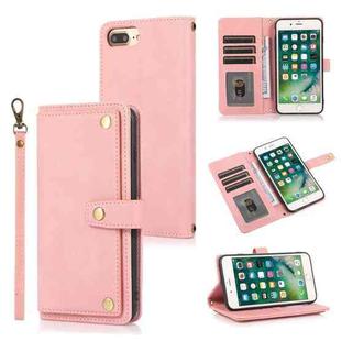 PU + TPU Horizontal Flip Leather Case with Holder & Card Slot & Wallet & Lanyard For iPhone 8 Plus & 7 Plus(Pink)