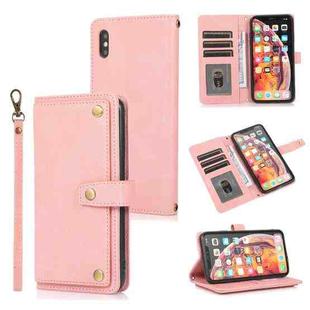 For iPhone X / XS PU + TPU Horizontal Flip Leather Case with Holder & Card Slot & Wallet & Lanyard(Pink)