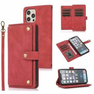 For iPhone 12 mini PU + TPU Horizontal Flip Leather Case with Holder & Card Slot & Wallet & Lanyard (Wine Red)