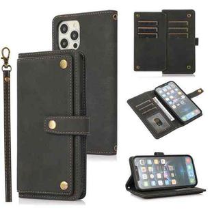 For iPhone 12 Pro Max PU + TPU Horizontal Flip Leather Case with Holder & Card Slot & Wallet & Lanyard(Black)