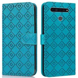 For LG K51S / K41S Embossed Big Small Concentric Squares Pattern Horizontal Flip Leather Case with Card Slot & Holder & Wallet(Blue)