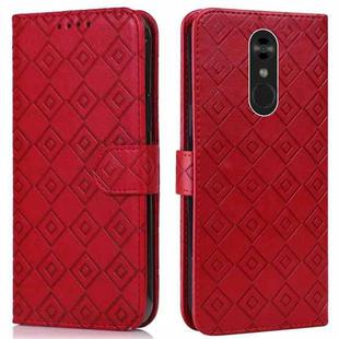 For LG Q Stylo 4 / Q8 Embossed Big Small Concentric Squares Pattern Horizontal Flip Leather Case with Card Slot & Holder & Wallet(Red)