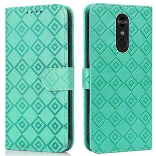 For LG Q Stylo 4 / Q8 Embossed Big Small Concentric Squares Pattern Horizontal Flip Leather Case with Card Slot & Holder & Wallet(Green)