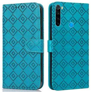 For Xiaomi Redmi Note 8T Embossed Big Small Concentric Squares Pattern Horizontal Flip Leather Case with Card Slot & Holder & Wallet(Blue)