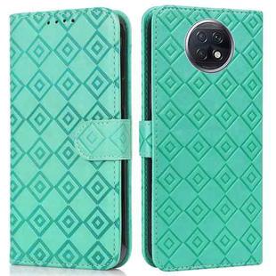 For Xiaomi Redmi Note 9 5G / Note 9T Embossed Big Small Concentric Squares Pattern Horizontal Flip Leather Case with Card Slot & Holder & Wallet(Green)