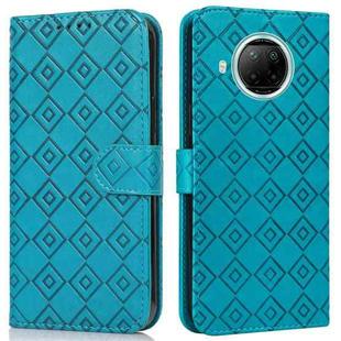 For Xiaomi Redmi Note 9 Pro 5G / Mi 10i Embossed Big Small Concentric Squares Pattern Horizontal Flip Leather Case with Card Slot & Holder & Wallet(Blue)