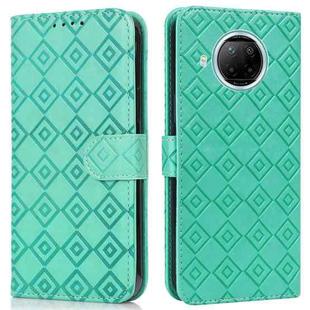For Xiaomi Redmi Note 9 Pro 5G / Mi 10i Embossed Big Small Concentric Squares Pattern Horizontal Flip Leather Case with Card Slot & Holder & Wallet(Green)