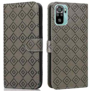 For Xiaomi Redmi Note 10 4G / Note 10S Embossed Big Small Concentric Squares Pattern Horizontal Flip Leather Case with Card Slot & Holder & Wallet(Grey)