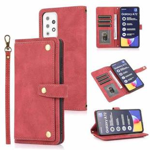 For Samsung Galaxy A72 5G / 4G PU + TPU Horizontal Flip Leather Case with Holder & Card Slot & Wallet & Lanyard(Wine Red)
