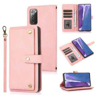 For Samsung Galaxy Note20 PU + TPU Horizontal Flip Leather Case with Holder & Card Slot & Wallet & Lanyard(Pink)