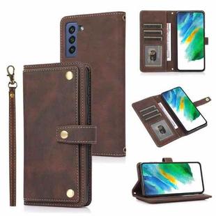 For Samsung Galaxy S21 FE 5G PU + TPU Horizontal Flip Leather Case with Holder & Card Slot & Wallet & Lanyard(Brown)