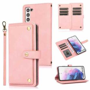 For Samsung Galaxy S21+ 5G PU + TPU Horizontal Flip Leather Case with Holder & Card Slot & Wallet & Lanyard(Pink)