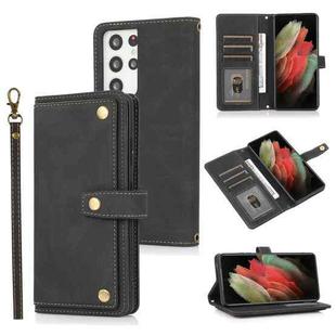 For Samsung Galaxy S21 Ultra 5G PU + TPU Horizontal Flip Leather Case with Holder & Card Slot & Wallet & Lanyard(Black)