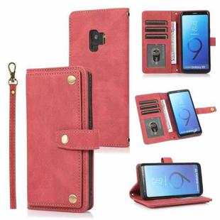 For Samsung Galaxy S9 PU + TPU Horizontal Flip Leather Case with Holder & Card Slot & Wallet & Lanyard(Wine Red)