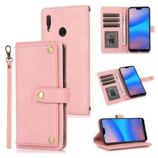 For Huawei P20 Lite PU + TPU Horizontal Flip Leather Case with Holder & Card Slot & Wallet & Lanyard(Pink)