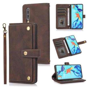 For Huawei P30 PU + TPU Horizontal Flip Leather Case with Holder & Card Slot & Wallet & Lanyard(Brown)