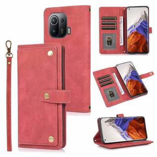 For Xiaomi Mi 11 Pro PU + TPU Horizontal Flip Leather Case with Holder & Card Slot & Wallet & Lanyard(Wine Red)