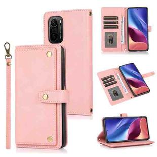 For Xiaomi Redmi K40 PU + TPU Horizontal Flip Leather Case with Holder & Card Slot & Wallet & Lanyard(Pink)