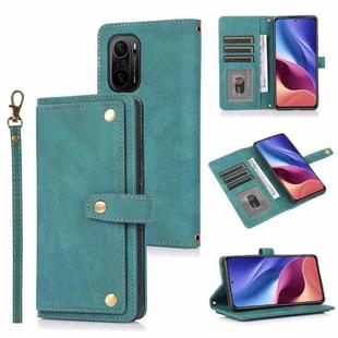 For Xiaomi Redmi K40 PU + TPU Horizontal Flip Leather Case with Holder & Card Slot & Wallet & Lanyard(Lake Blue)