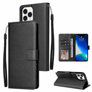 For iPhone 13 Multifunctional Horizontal Flip Leather Case, with Three Card Slot & Holder & Photo Frame & Lanyard(Black)