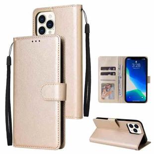 For iPhone 13 Pro Max Multifunctional Horizontal Flip Leather Case, with Three Card Slot & Holder & Photo Frame & Lanyard (Tyrant Gold)